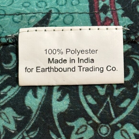 Earthbound Trading Women's Med Halter Maxi Green Paisley Dress Boho Flowy Slit - Picture 10 of 13